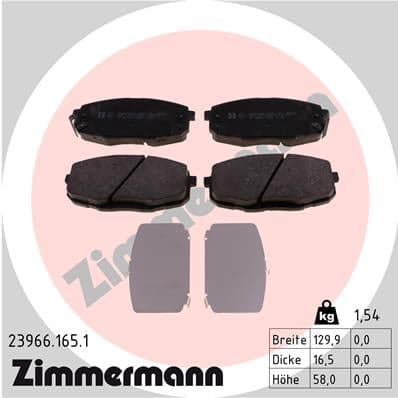 Stabdžių kaladėlių komplektas — ZIMMERMANN 23966.165.1