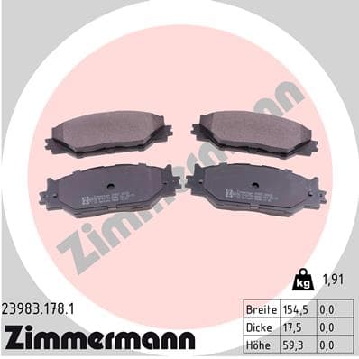Stabdžių kaladėlių komplektas — ZIMMERMANN 23983.178.1