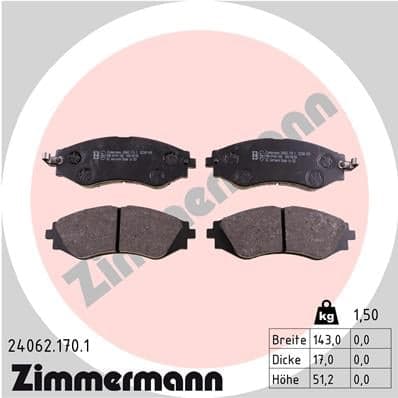 Stabdžių kaladėlių komplektas — ZIMMERMANN 24062.170.1