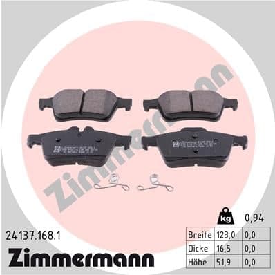 Stabdžių kaladėlių komplektas — ZIMMERMANN 24137.168.1