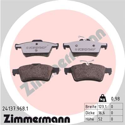 Stabdžių kaladėlių komplektas — ZIMMERMANN 24137.968.1
