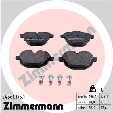 Stabdžių kaladėlių komplektas — ZIMMERMANN 24561.175.1