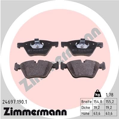 Stabdžių kaladėlių komplektas — ZIMMERMANN 24697.190.1