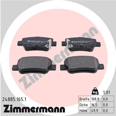 Stabdžių kaladėlių komplektas — ZIMMERMANN 24885.165.1