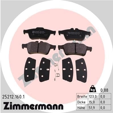 Stabdžių kaladėlių komplektas — ZIMMERMANN 25212.160.1