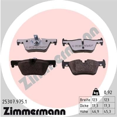 Stabdžių kaladėlių komplektas — ZIMMERMANN 25307.975.1