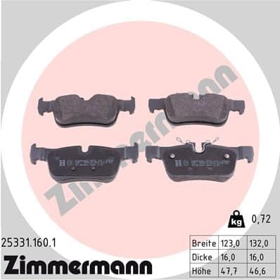 Stabdžių kaladėlių komplektas — ZIMMERMANN 25331.160.1