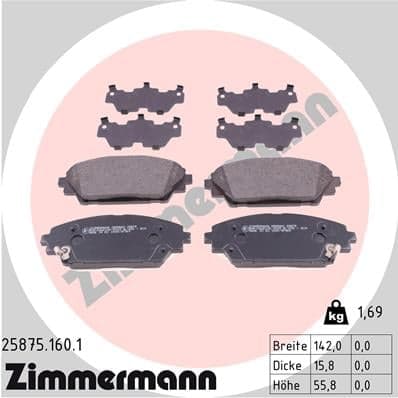 Stabdžių kaladėlių komplektas — ZIMMERMANN 25875.160.1
