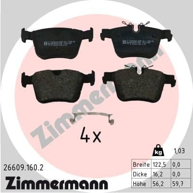 Stabdžių kaladėlių komplektas — ZIMMERMANN 26609.160.2