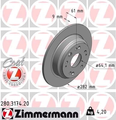 Stabdžių diskas — ZIMMERMANN 280.3174.20