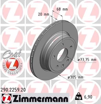 Stabdžių diskas — ZIMMERMANN 290.2259.20