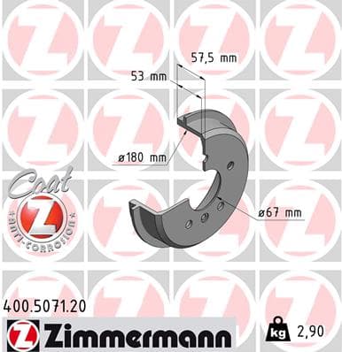 ZIMMERMANN 400.5071.20 Stabdžių būgnas