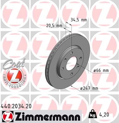 Stabdžių diskas — ZIMMERMANN 440.2034.20