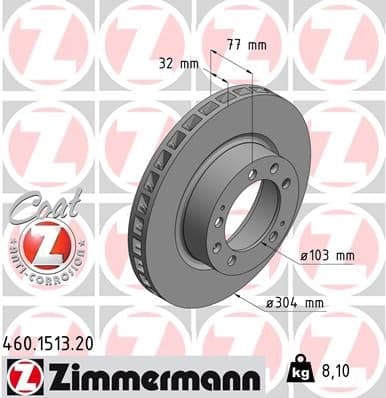 Stabdžių diskas — ZIMMERMANN 460.1513.20