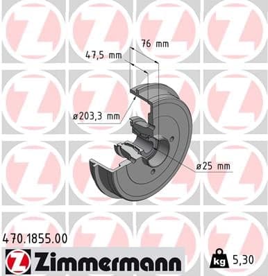 ZIMMERMANN 470.1855.00 Stabdžių būgnas