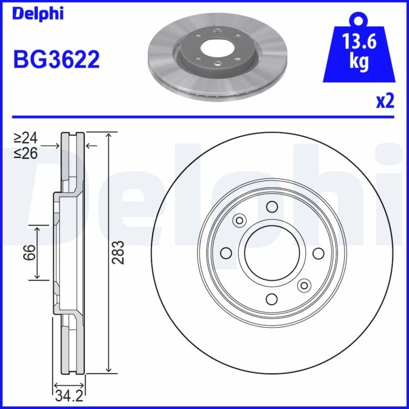 Stabdžių diskas — DELPHI BG3622