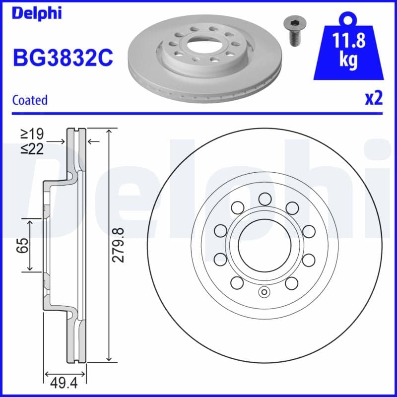 Stabdžių diskas — DELPHI BG3832C