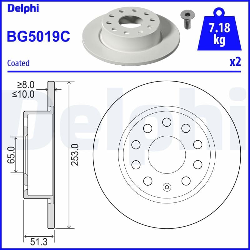 Stabdžių diskas — DELPHI BG5019C