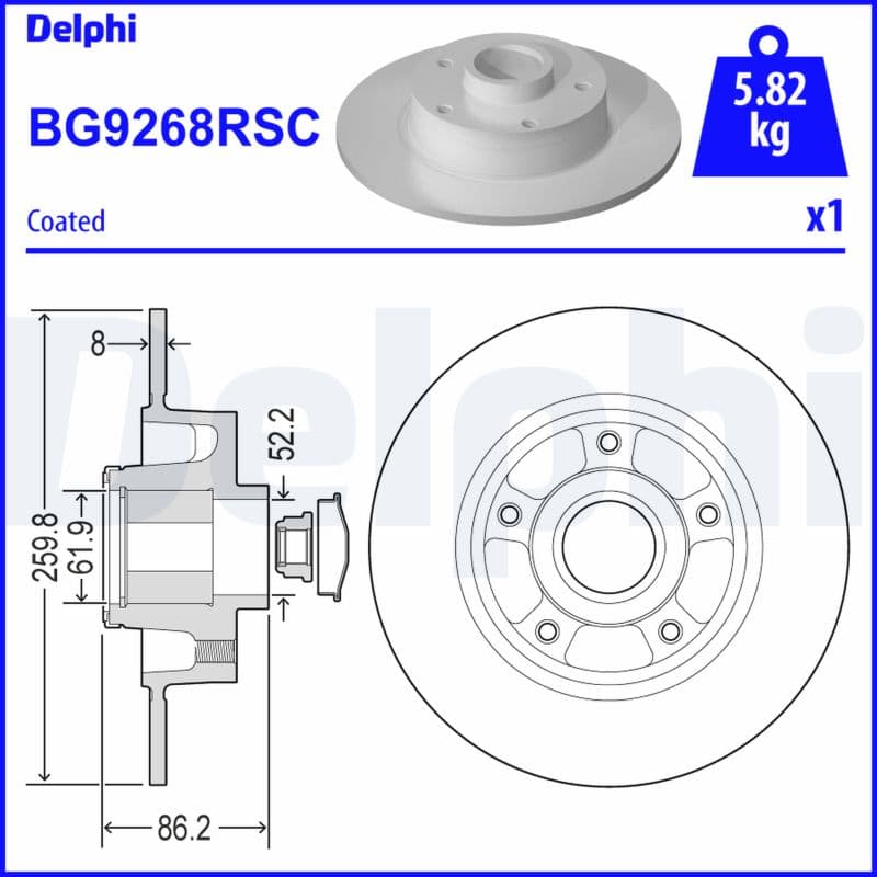 DELPHI BG9268RSC Stabdžių diskas