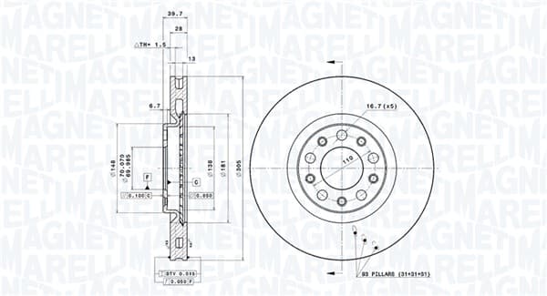 Stabdžių diskas — MAGNETI MARELLI 360406011301