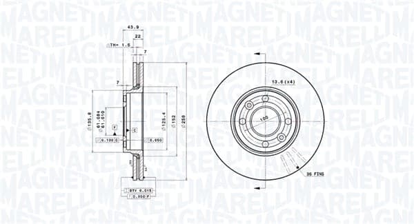 Stabdžių diskas — MAGNETI MARELLI 360406211001