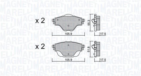 Stabdžių kaladėlių komplektas — MAGNETI MARELLI 363916060899