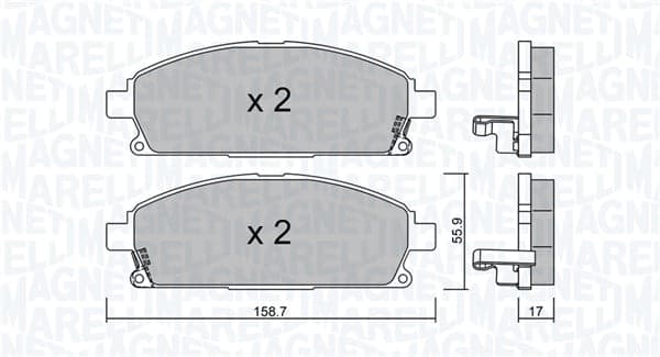 Stabdžių kaladėlių komplektas — MAGNETI MARELLI 363916061149