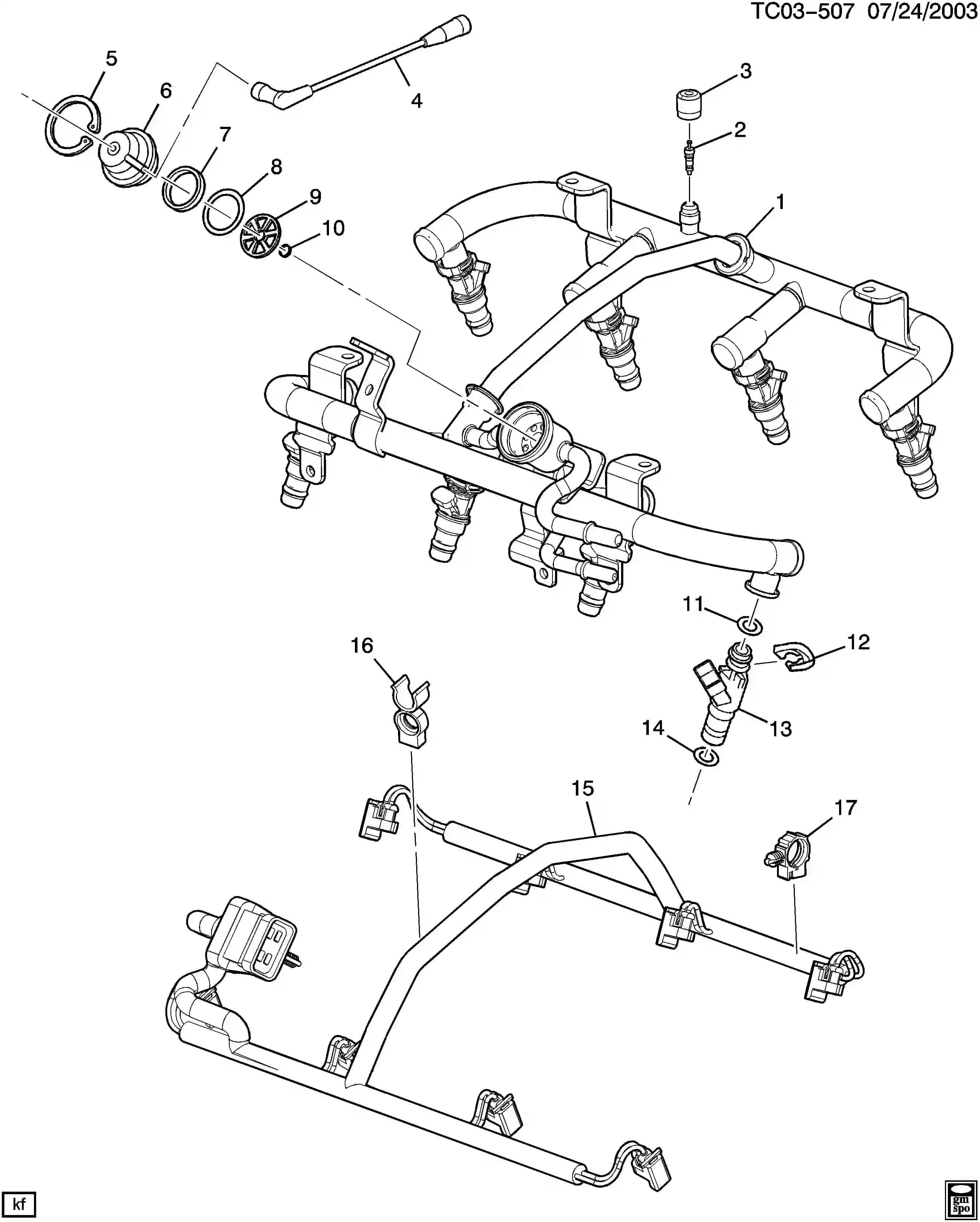 INJECTOR,M/PORT FUEL(INCLS INJECTOR,RETAINER) — Suburban Suburban GMT800 (2000–2006) — FUEL INJECTOR RAIL (L18/8.1G)