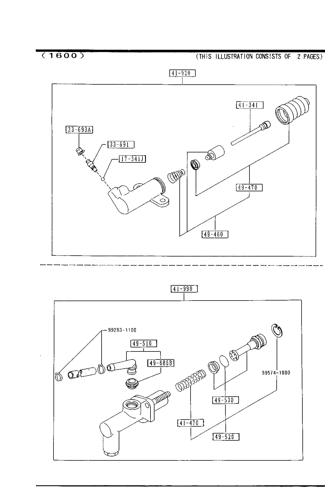 1992 MX-3 — CHASSIS PIPING & FUEL TANK › 4140 - CLUTCH RELEASE & MASTER CYLINDERS (MANUAL TRANSMISSION)