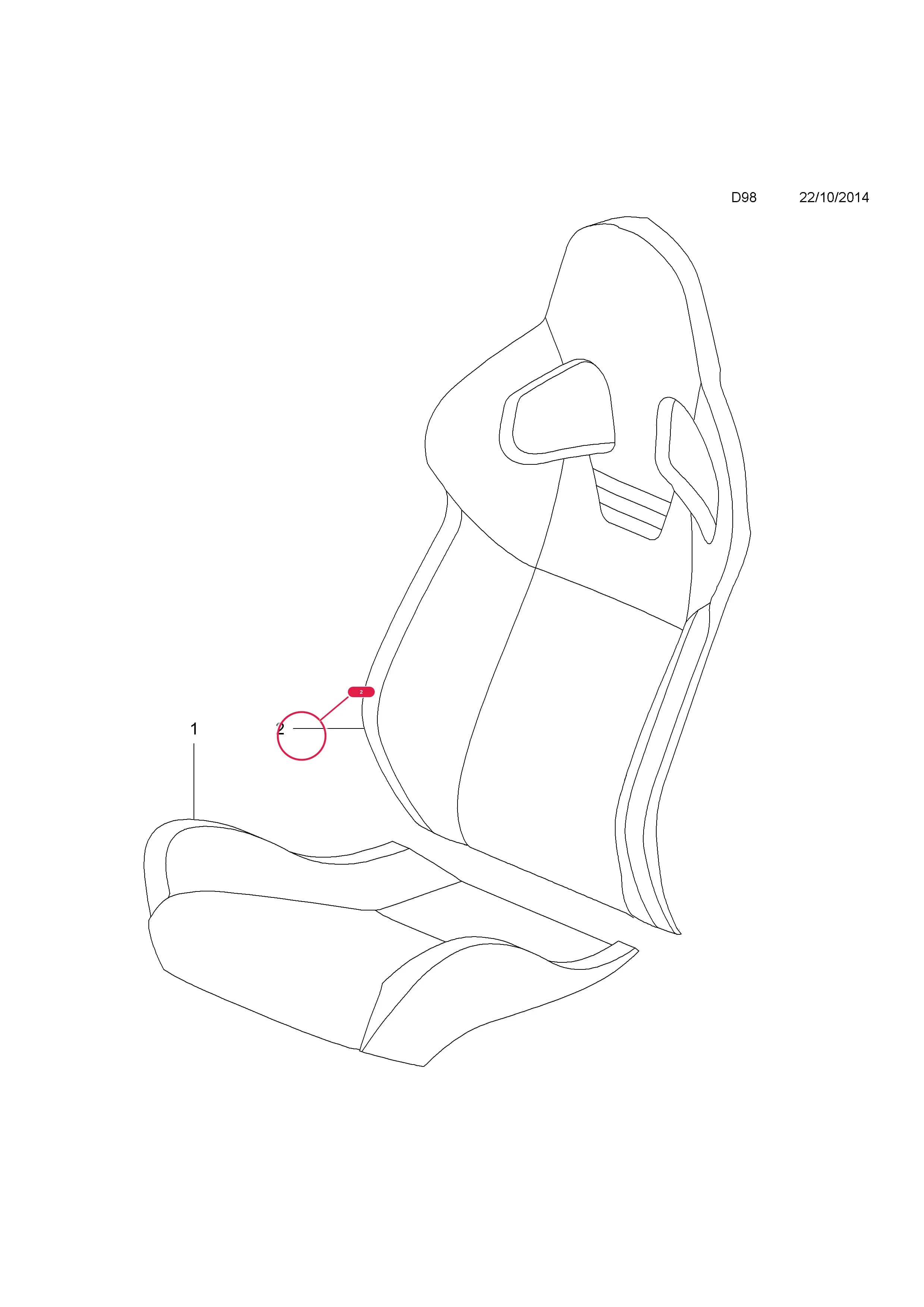 COVER,ASSY.,FRONT SQUAB,RH (GM DRIVE TRIM CODE TANV) — Opel ADAM ( 2013 - ) — D BODY INTERIOR TRIM › 7 FRONT SEAT TRIM - FOR RECARO