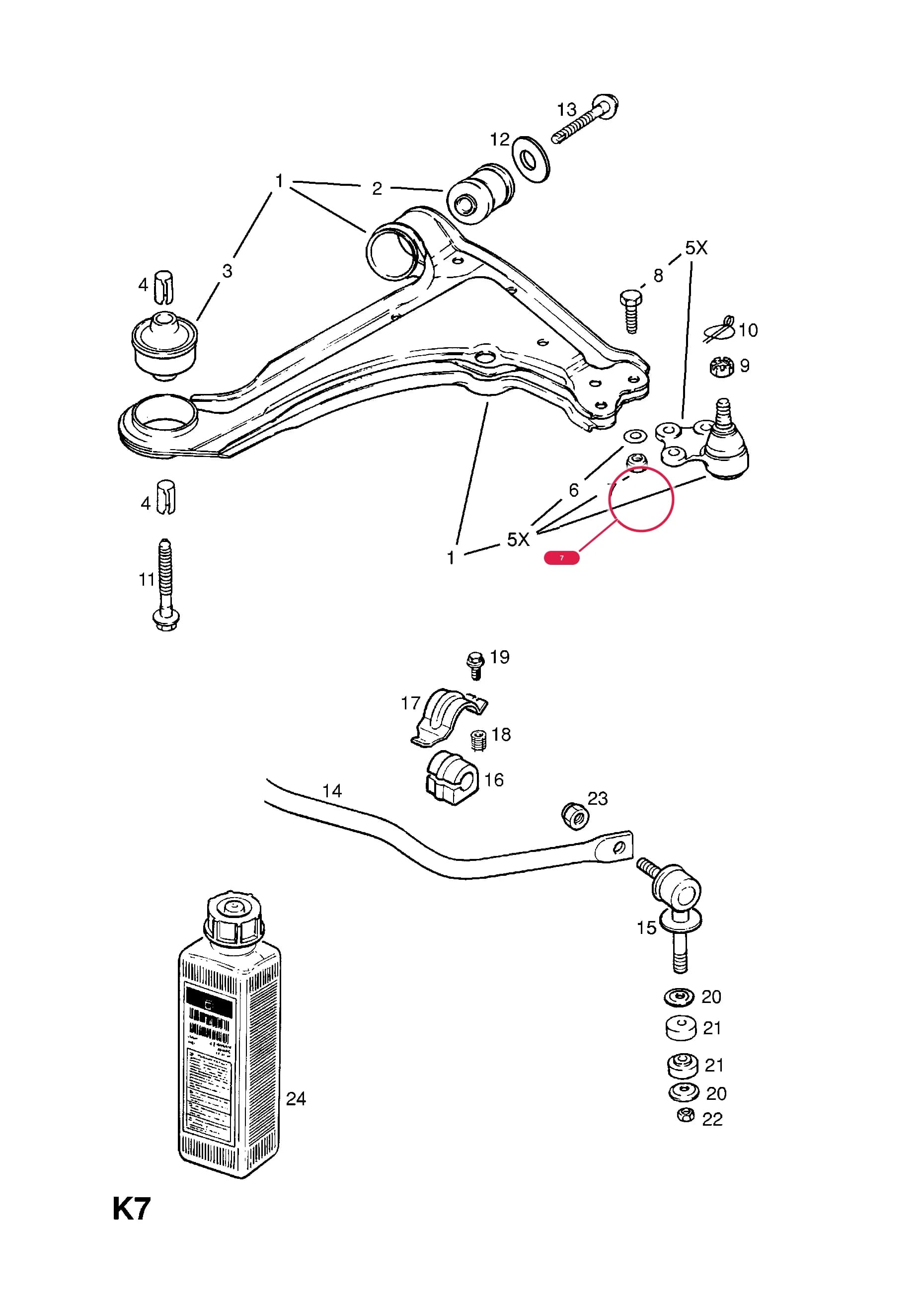 --NUT,HEX.,M10,BALL JOINT TO FRONT SUSPENSION ARM — Opel ASTRA CLASSIC ( 1999 - 2002) — K FRONT AXLE AND SUSPENSION › 19.FRONT SUSPENSION ARM