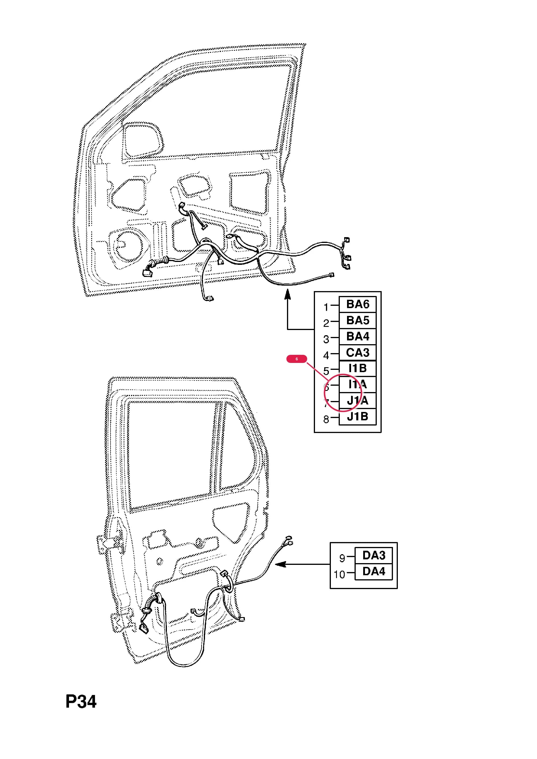 HARNESS,ASSY.,DOOR (IDENT I1A) (EXC.ELECTRIC WINDOWS) (NLS.- NO REPLACEMENT PART)Примечание:FOR REMOTE OPERATION AND CENTRAL LOCKING — Opel FRONTERA-B ( 1999 - 2004) — P ELECTRICAL › 8 WIRING HARNESS