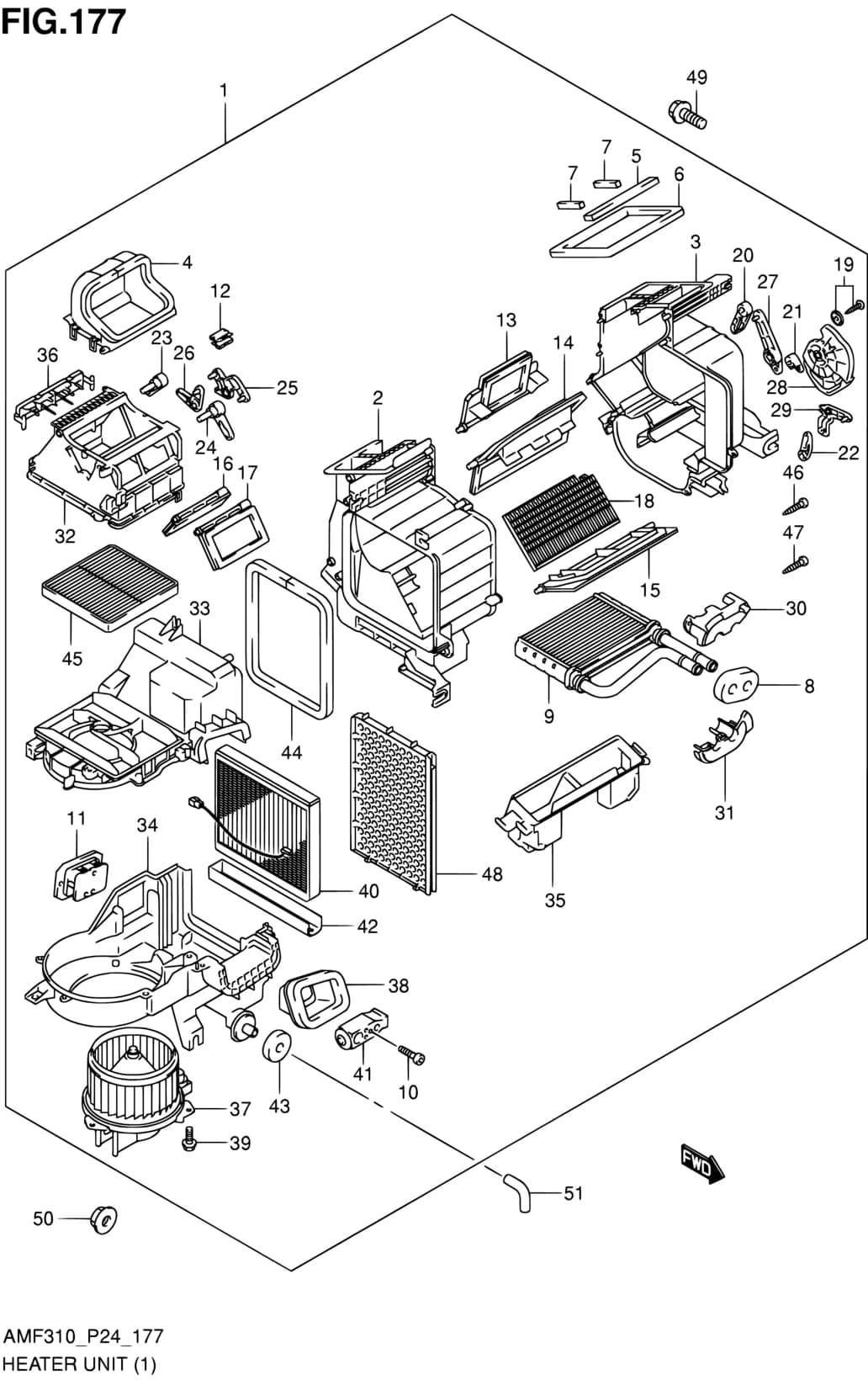 AMF310 (E10,E43,E85) — Electrical › 177 - HEATER UNIT (LHD)