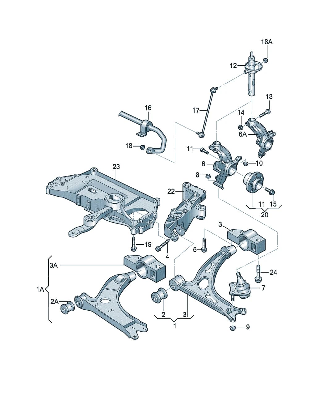 Wishbone D - 01.06.2009>> (Sheet metal version) — Caddy Caddy (Typ 2K) (2004–2011) — Wishbone Wheel bearing housing Anti-roll bar D >> - 17.09.2007